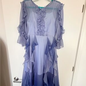 Chic Ruffled Midi Dress in Soft Purple